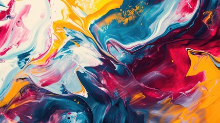 An abstract artwork background with fluid shapes and bold color contrasts, Fluid shapes and bold...