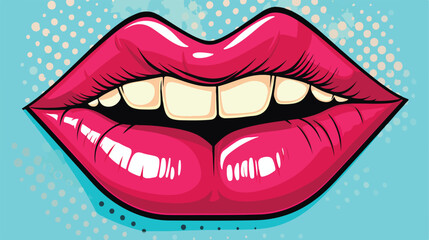 Mouth pop art tongue out isolated icon flat cartoon
