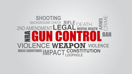 Gun control word cloud graphic white background