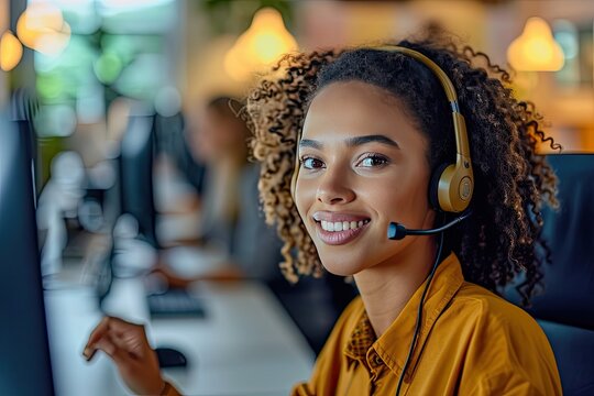 Customer service representatives assisting clients, Helpful customer service representatives aiding clients.