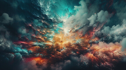 colorful cloudy space - obrazy, fototapety, plakaty