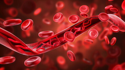 Illustration showing the process of vasodilation increasing blood flow - obrazy, fototapety, plakaty