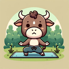 Obraz premium Yoga Instructor Serene Zodiac Ox