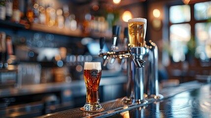 Beautiful beer bar, a gathering place for drinkers. Designing a bar with wood for a warm and stylish atmosphere.