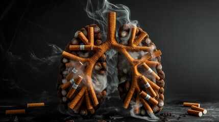 Image of lungs damaged by smoking. Lungs damaged by smoking. Campaign to reduce smoking Advertise the results of smoking, prohibit smoking, with space to enter text.