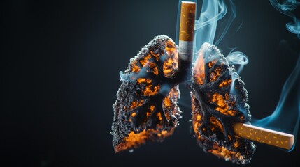 Image of lungs damaged by smoking. Lungs damaged by smoking. Campaign to reduce smoking Advertise the results of smoking, prohibit smoking, with space to enter text.