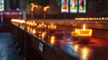 candles in a church.Ai generated