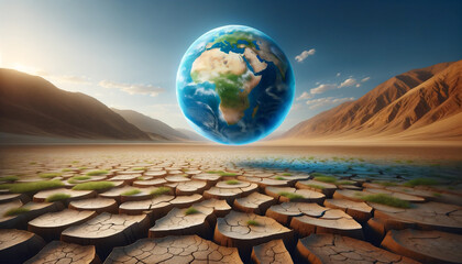 砂漠化が進む青い地球 - obrazy, fototapety, plakaty