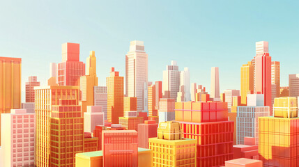 Obraz premium Digital urban transportation, three-dimensional geometric urban architecture concept illustration