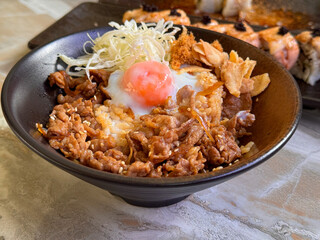 beef katsu don in bowl