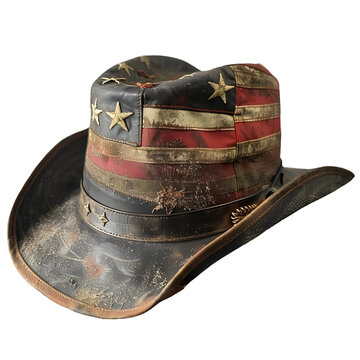 Cowboy hat with USA Independence Day theme on translucent background