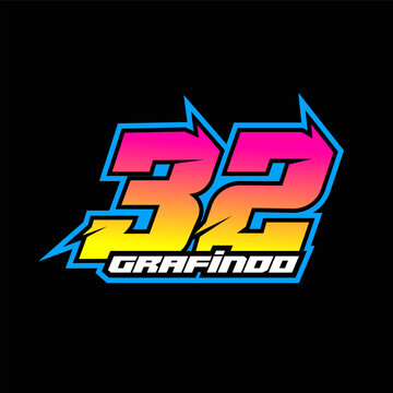 32 race number logo design template