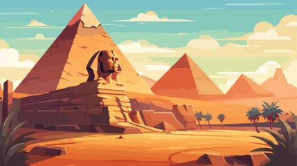 Foto op Canvas Pyramids And Sphinx Flat Bright Color Simplified Ve © Hyper