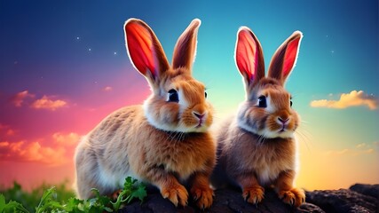 Obraz premium rabbit on the grass