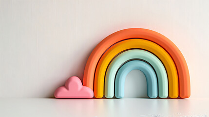 Obraz premium Rainbow 3d render icon illustration, children's day concept illustration