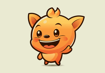 Hand drawn cute animal cartoon illustration. cute animal mascot logo design vector