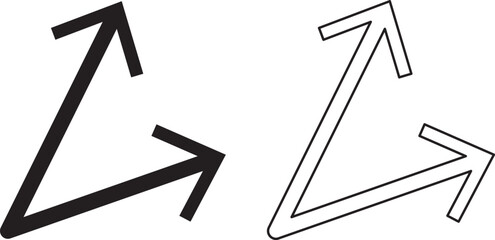 Black double arrow with loop in different directions. Alternate Route line and filled Symbols. Contour image on white. Line circular design for any purposes in eps 10.