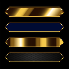 Gold Member Black and Golden Frame in Luxury Style. Isolated Anniversary, Vector design elements. Golden label. Fancy illustration. Realistic shiny characters with black background