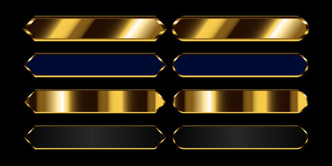 Gold Member Black and Golden Frame in Luxury Style. Isolated Anniversary, Vector design elements. Golden label. Fancy illustration. Realistic shiny characters with black background