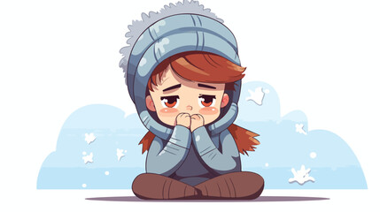 Sick Kid Shivering Feeling Unwell Suffering From 