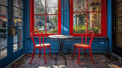 Table and chairs -cafe 0 restaurant - coffee shop. - window 