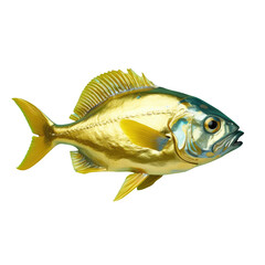 Electric blue finned fish swimming underwater in transparent background