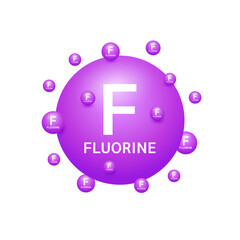 Purple fluorine minerals on white background. Natural nutrients and vitamins essential by the body to help repair damaged organs. For advertising medical supplements design. 3D Vector EPS10.