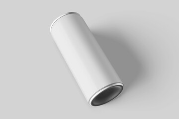 minimal long slim aluminum metallic tin energy cola soda drink can beverage brand product packaging realistic mockup design template 3d render illustration isolated in perspective top view 