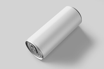 minimal long slim aluminum metallic tin energy cola soda drink can beverage brand product packaging realistic mockup design template 3d render illustration isolated in perspective top view 