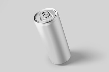 minimal long slim aluminum metal tin energy cola soda drink can beverage product brand packaging realistic mockup design template 3d render illustration isolated in leaning position front view