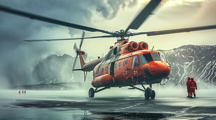 Landing rescue helicopter, Rescue, Emergency concept - obrazy, fototapety, plakaty