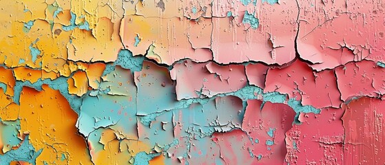 Closeup of a random peeling paint texture, photorealistic image with vibrant colors ,ultra HD,clean sharp