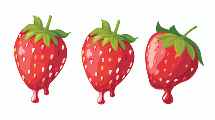 Strawberry dripping icon flat cartoon vactor illust