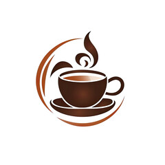 A logo of a black teacup