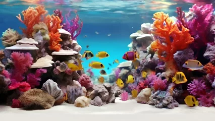  tropical fish swimming between vibrant coral reefs © Tri