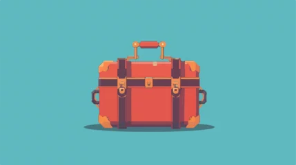 Poster Suitcase travel isolated icon flat cartoon vactor i © Hyper