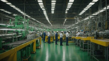 A group of people working in a factory with machines. Generative AI. - Powered by Adobe