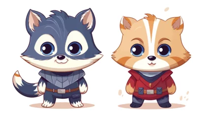 Fotobehang Superhero baby animals in capes and masks set. Cute © Hyper