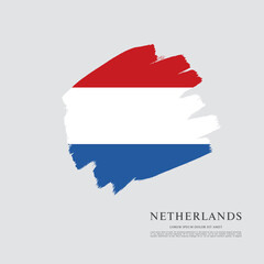 Fototapeta premium Flag of Netherlands, brush stroke background