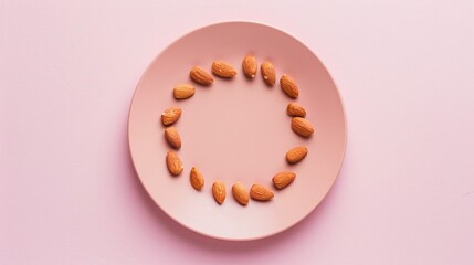 almond arranged in a perfect circle on a pastel pink plate, tempting the taste buds. - Powered by Adobe