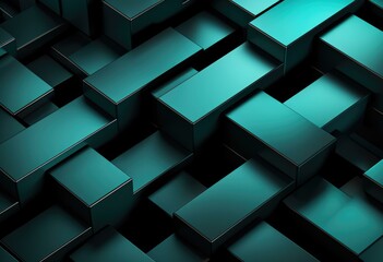 A close up of a green background with many cubes. Generative AI.