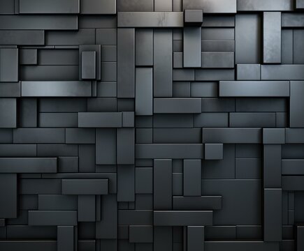A black background with squares of different sizes. Generative AI.