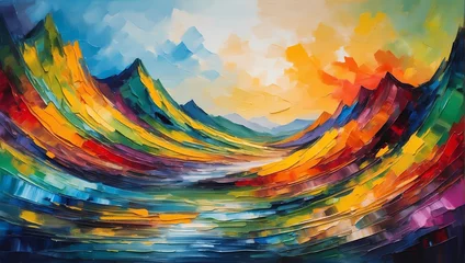 Schilderijen op glas Mountain Landscape Morning Sun Panorama © thanongsak