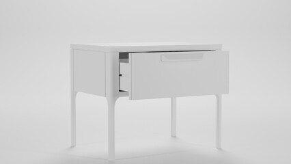 Dark brown wood bedside table with drawer premium photo 3d render