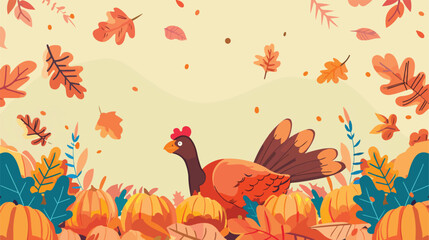 Obraz na płótnie Canvas Thanksgiving flat cartoon vactor illustration isola