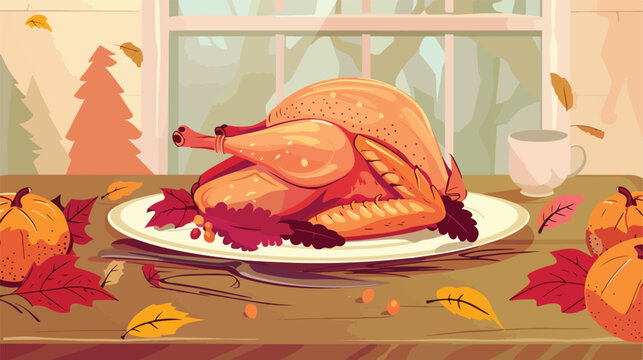 Thanksgiving flat cartoon vactor illustration isola