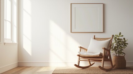 Wooden frame mockup on white background, 3D rendering