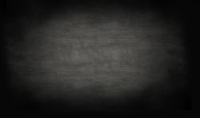 Chalkboard or black board texture abstract background with grunge dirt white chalk rubbed out on blank black billboard wall - obrazy, fototapety, plakaty