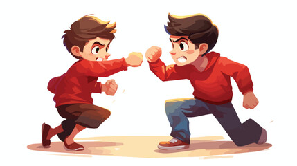 Two Boys Fist Fight Positions Aggressive Bully In L - obrazy, fototapety, plakaty