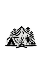 Camping Outdoors Tent Cutout Logo Silhouette Icon
